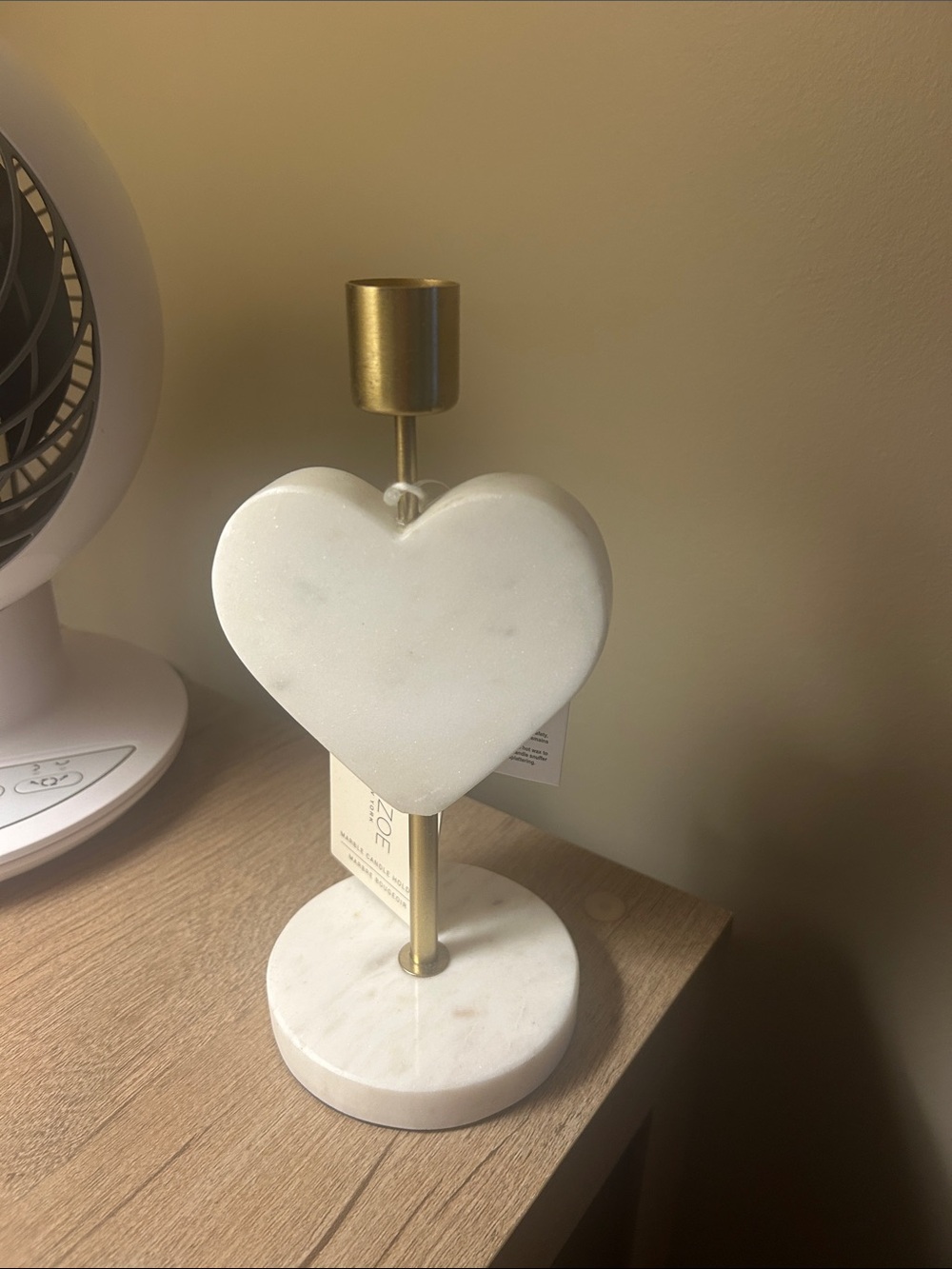 Rachel Zoe White Marble Heart Candle Holder with Gold Stem